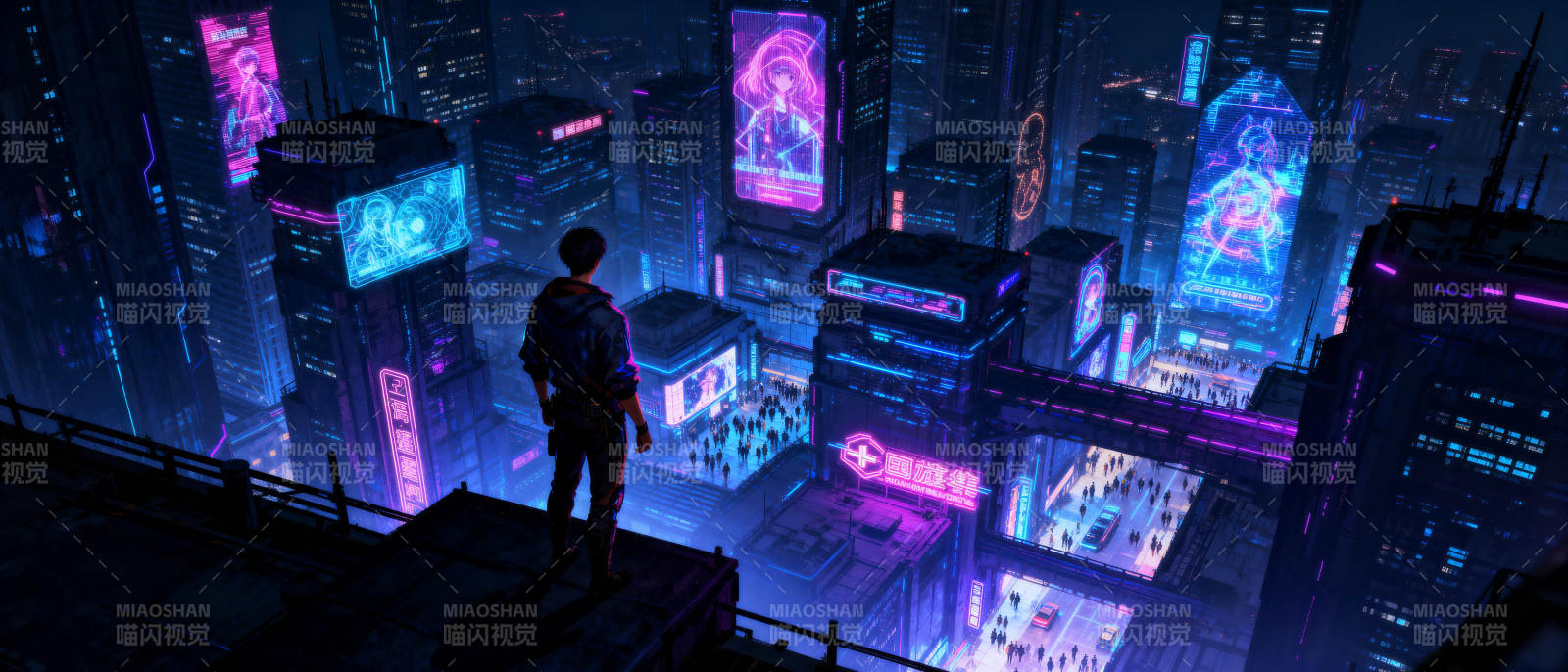 霓虹都市夜景图片