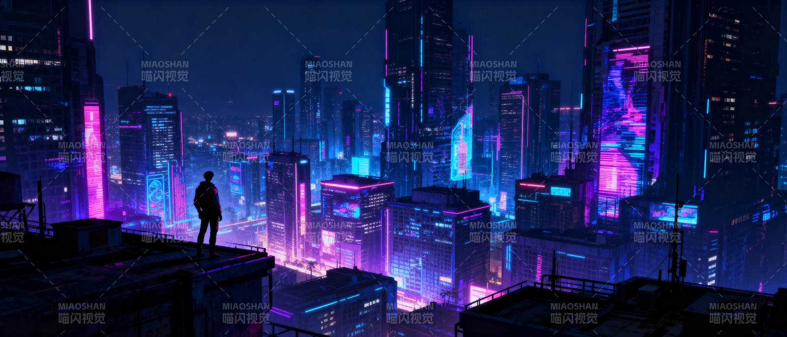 霓虹都市夜景图片