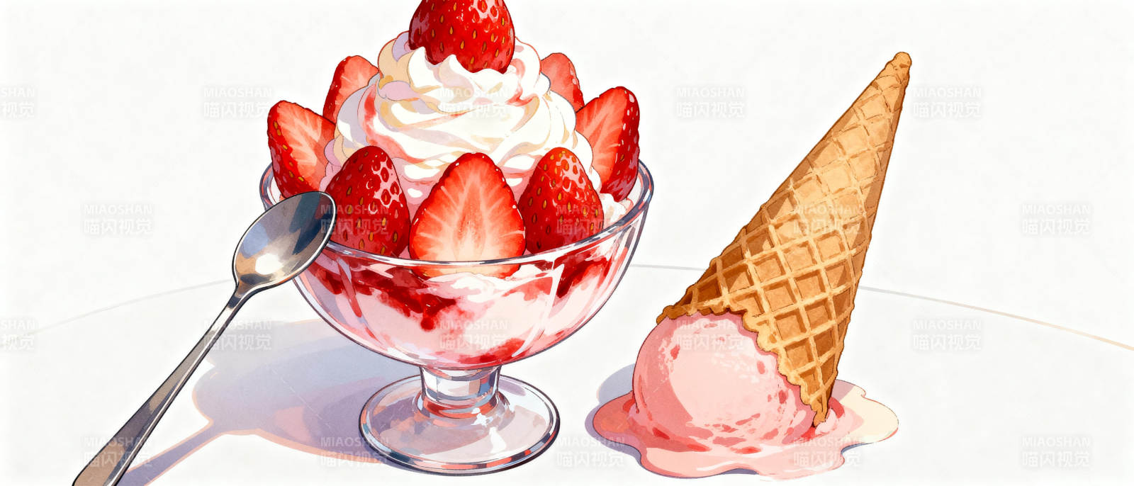 草莓冰淇淋盛宴图片
