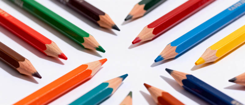 彩色铅笔环绕排列图片