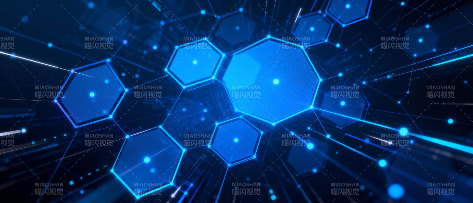 科技蓝光六边形图片