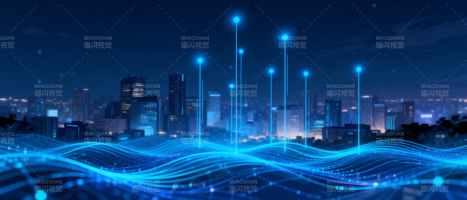 未来城市科技夜景图片