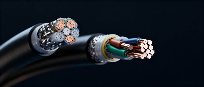 电缆内部结构特写图片