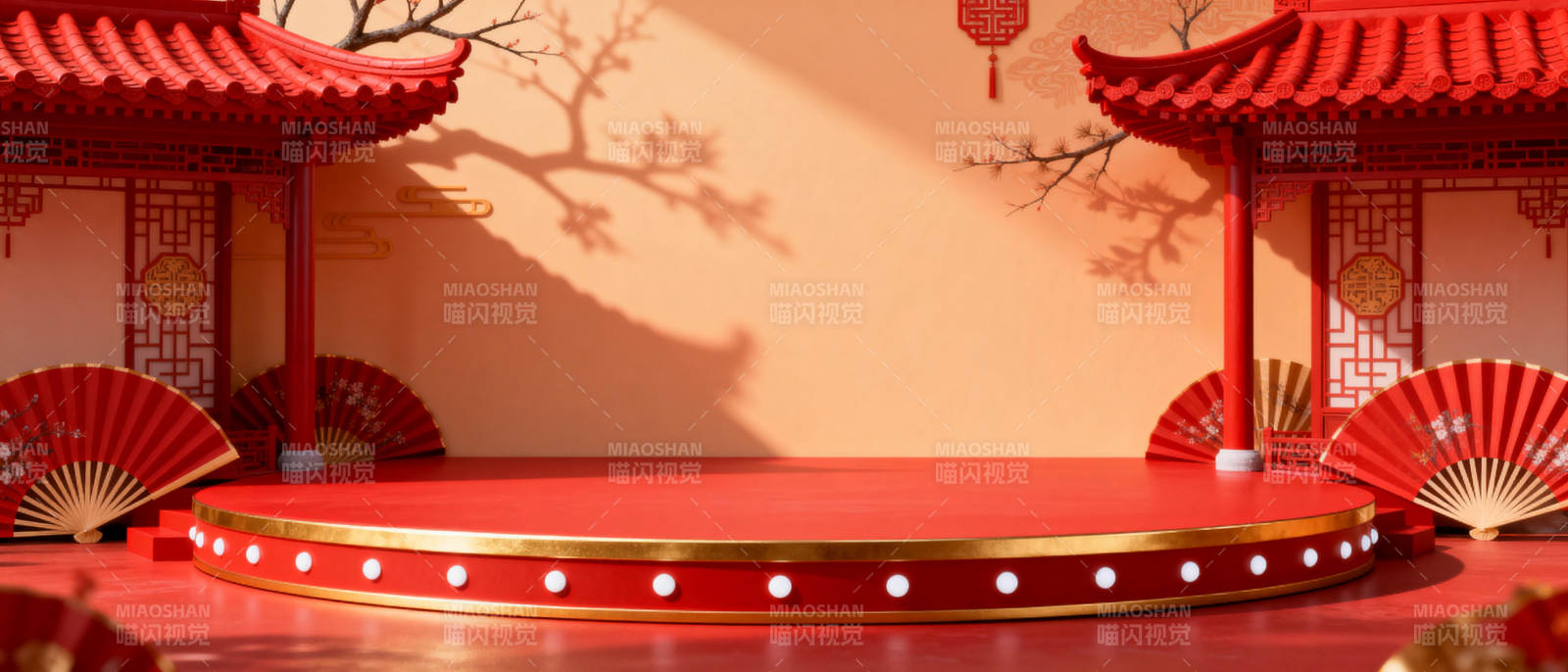 中式红亭舞台图片