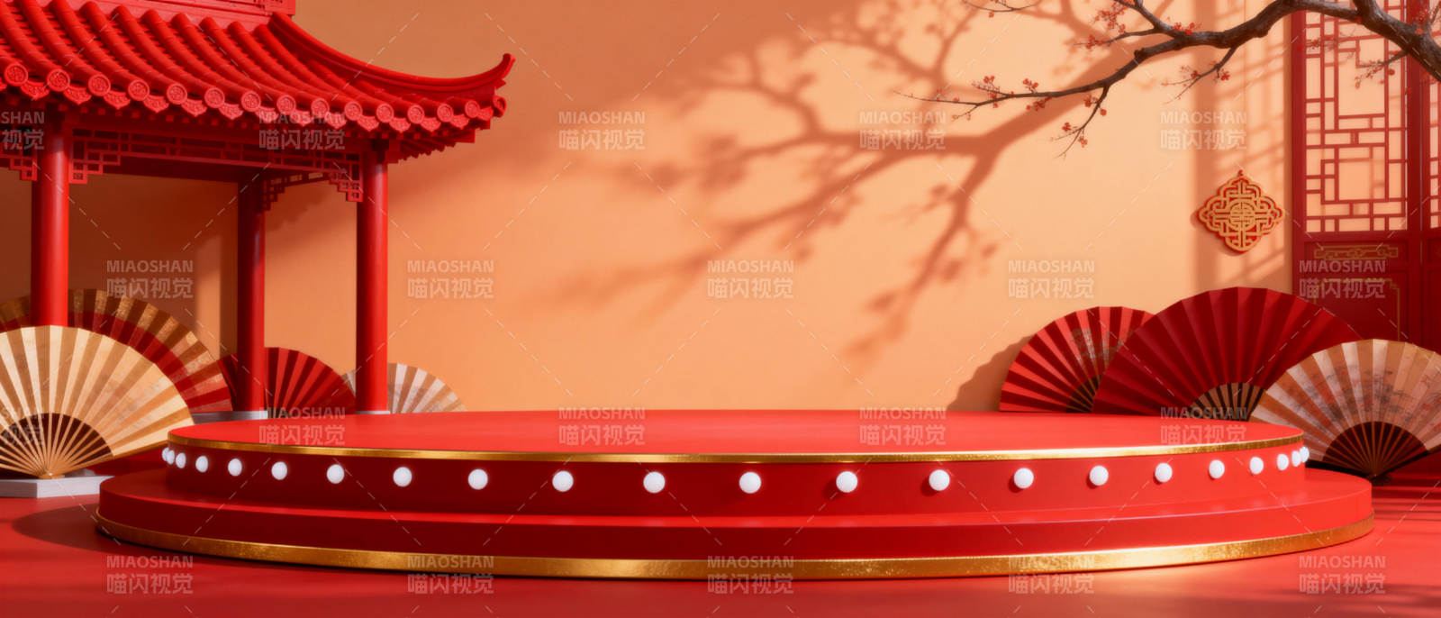 中式红亭舞台图片