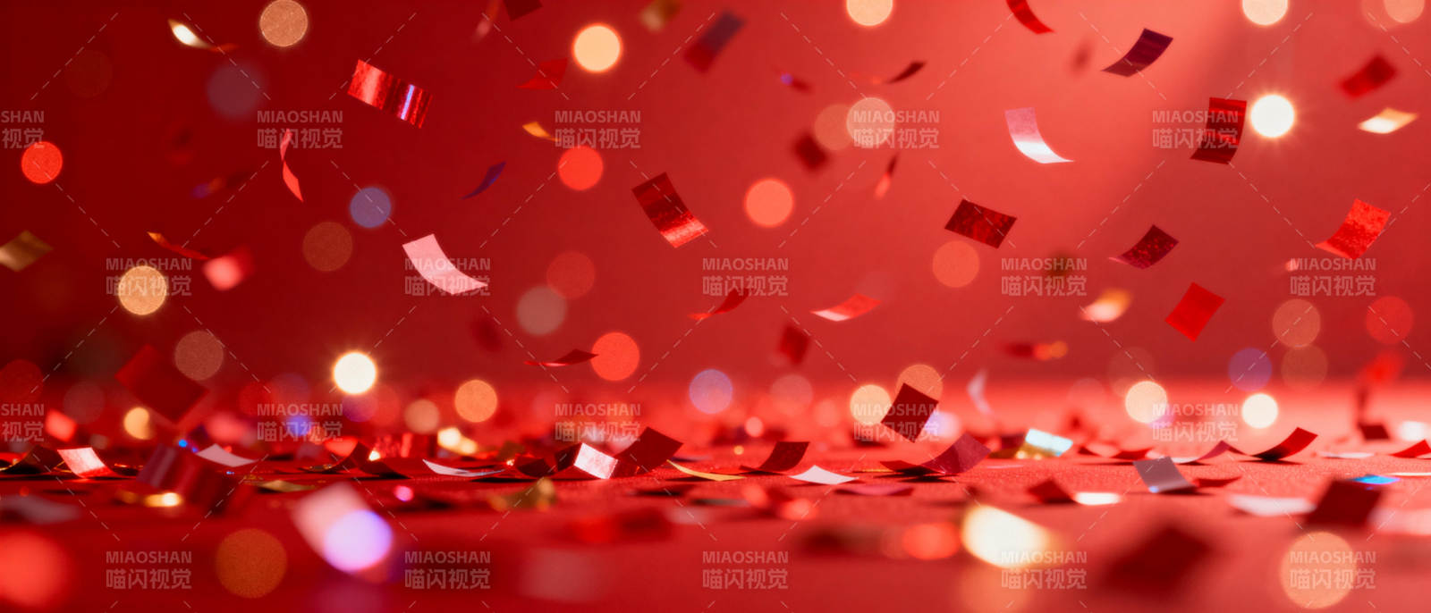 红色礼花纷飞图片