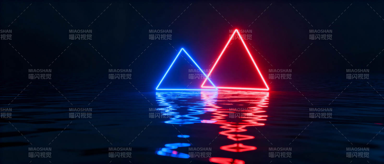 霓虹三角映水光图片