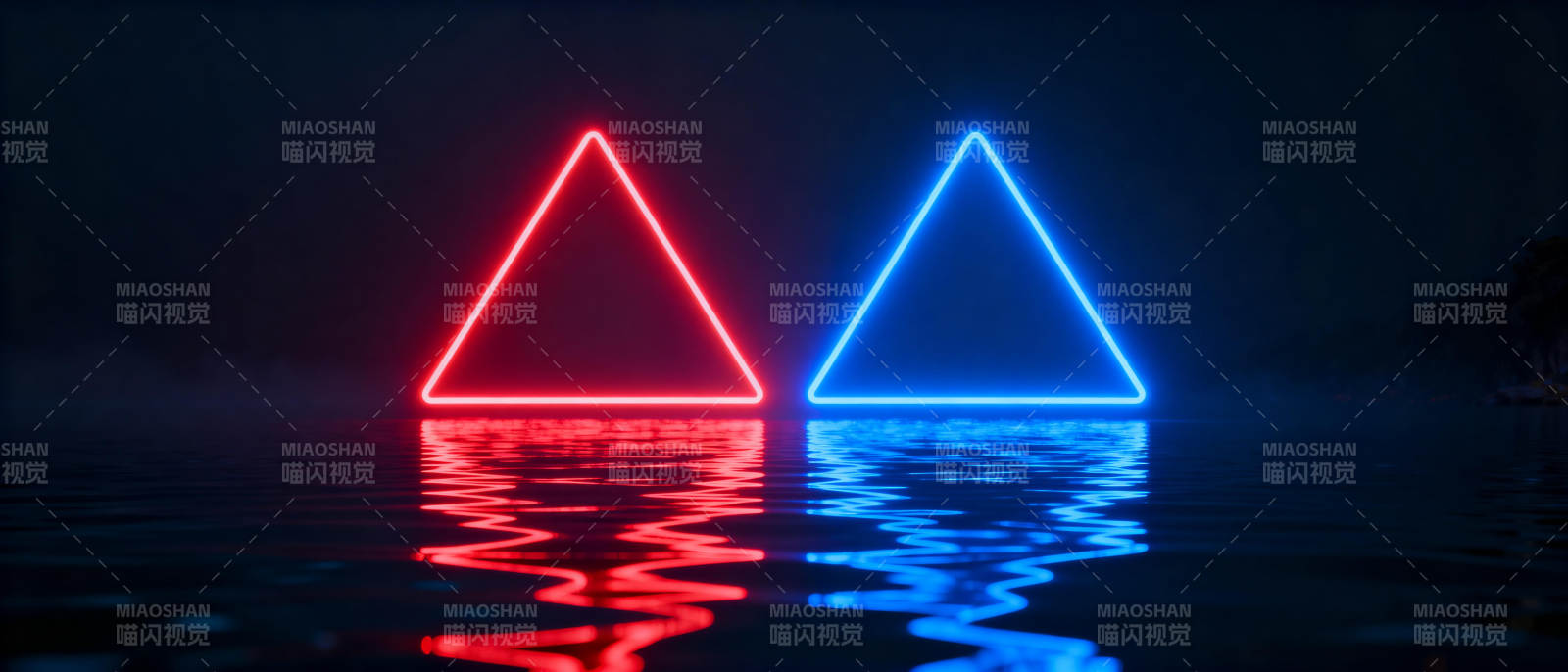 霓虹三角映水光图片