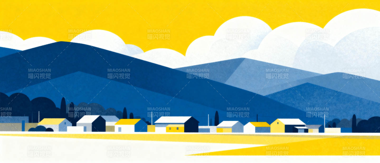 山间村落晨景图片