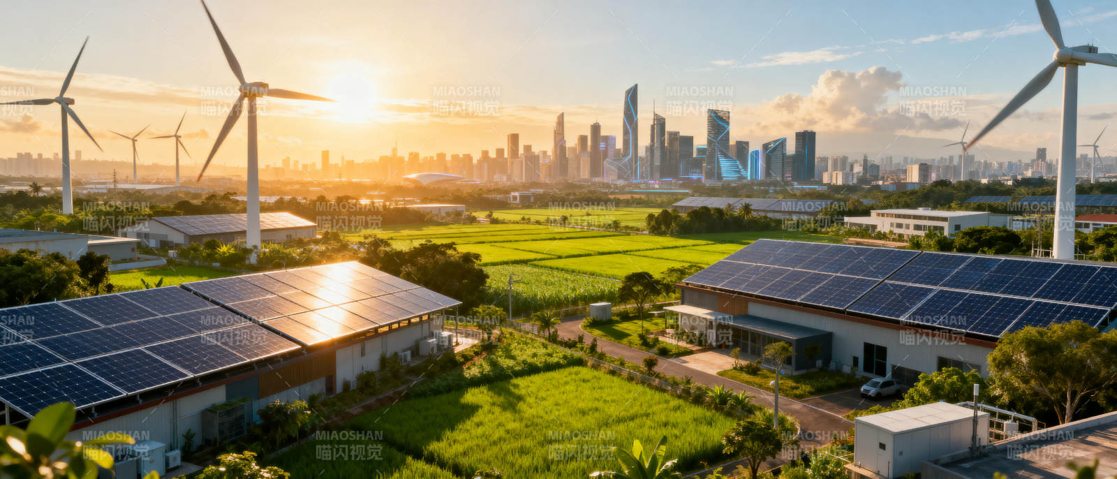 绿色能源城市风光图片