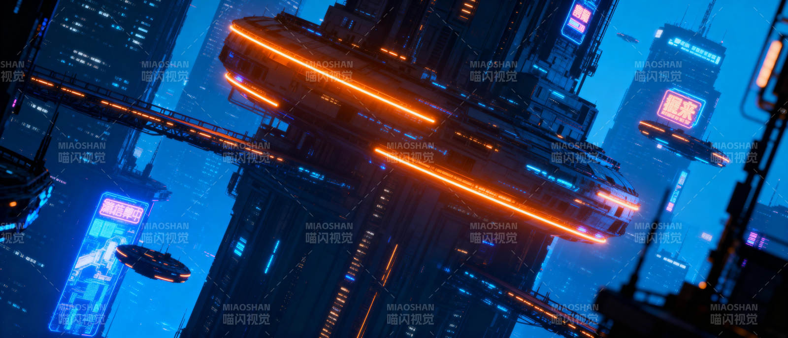 赛博都市夜景图片