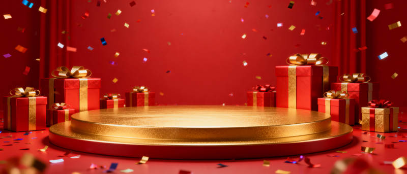 节日礼盒舞台图片