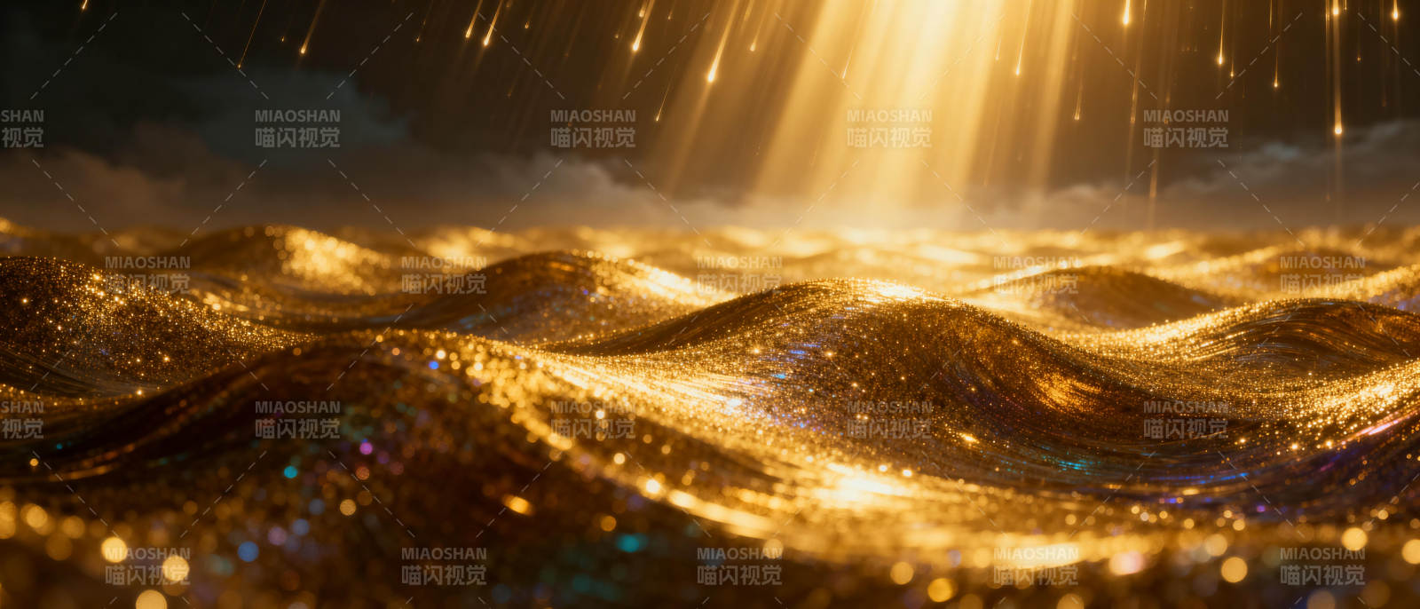 金色波浪闪耀光芒图片