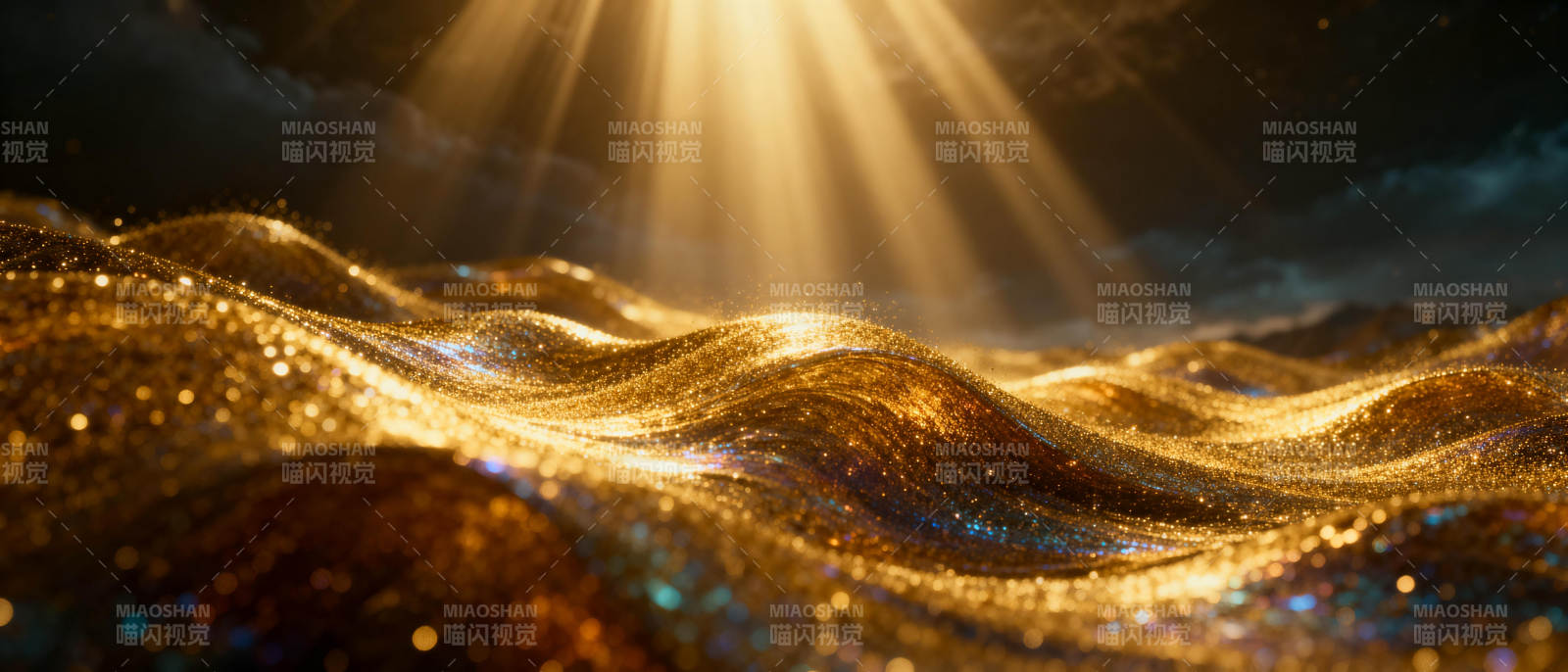 金色波浪闪耀光芒图片