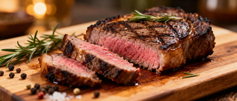 香煎牛排配迷迭香图片