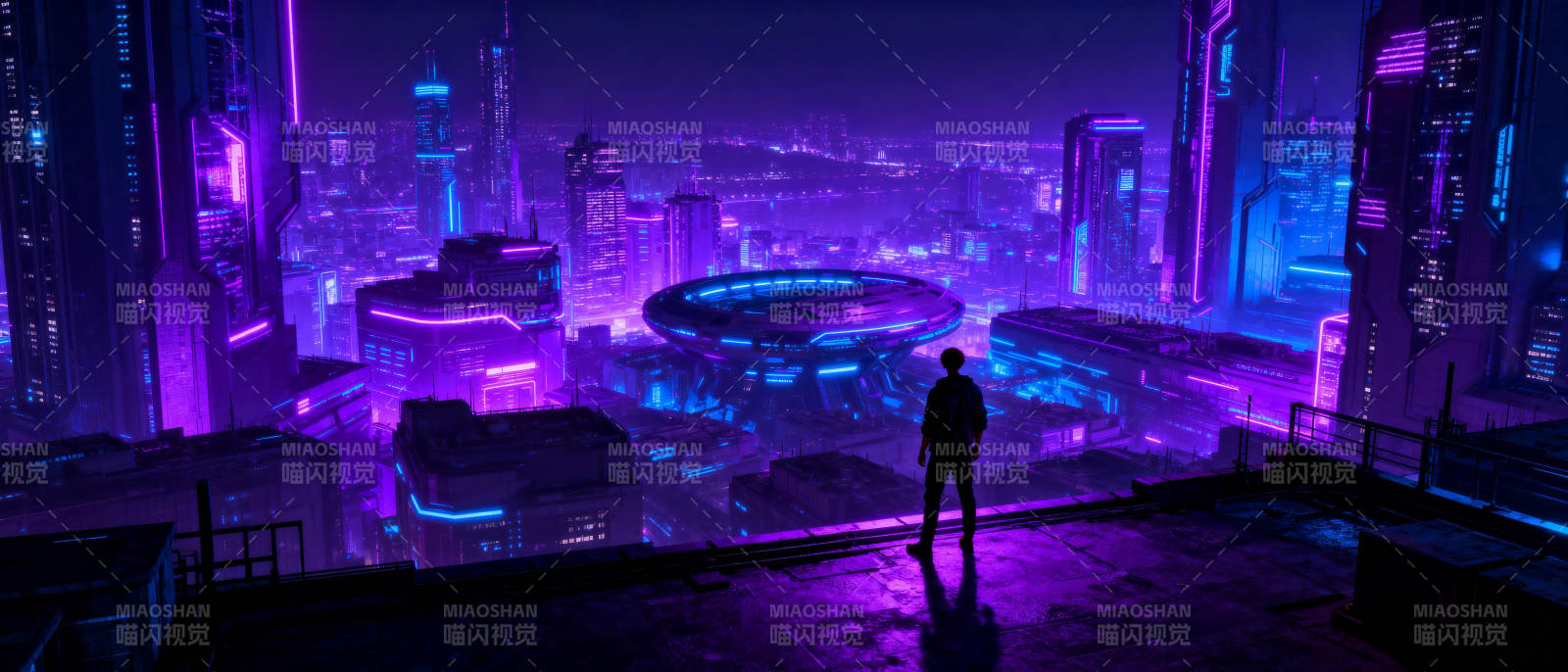 霓虹都市夜景图片