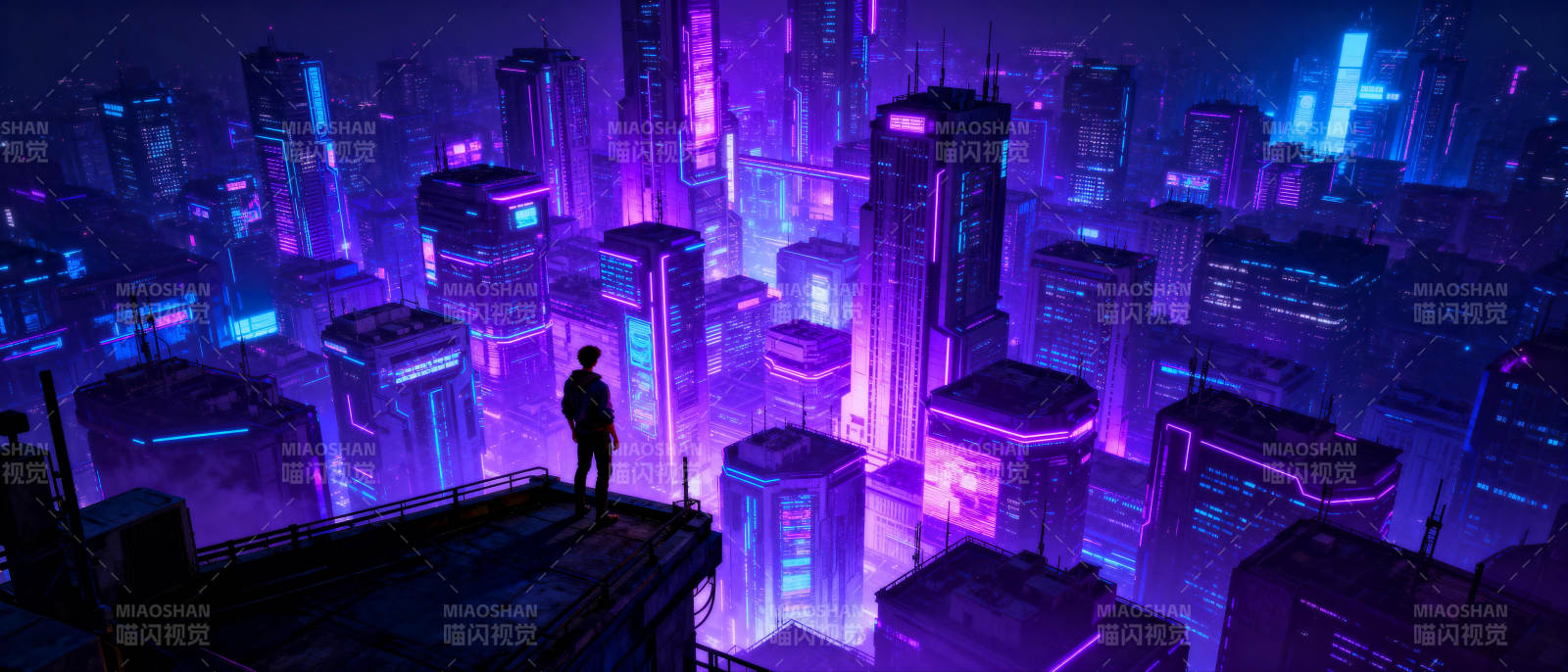 霓虹都市夜景图片