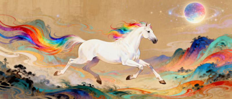 彩虹独角兽奔腾图片