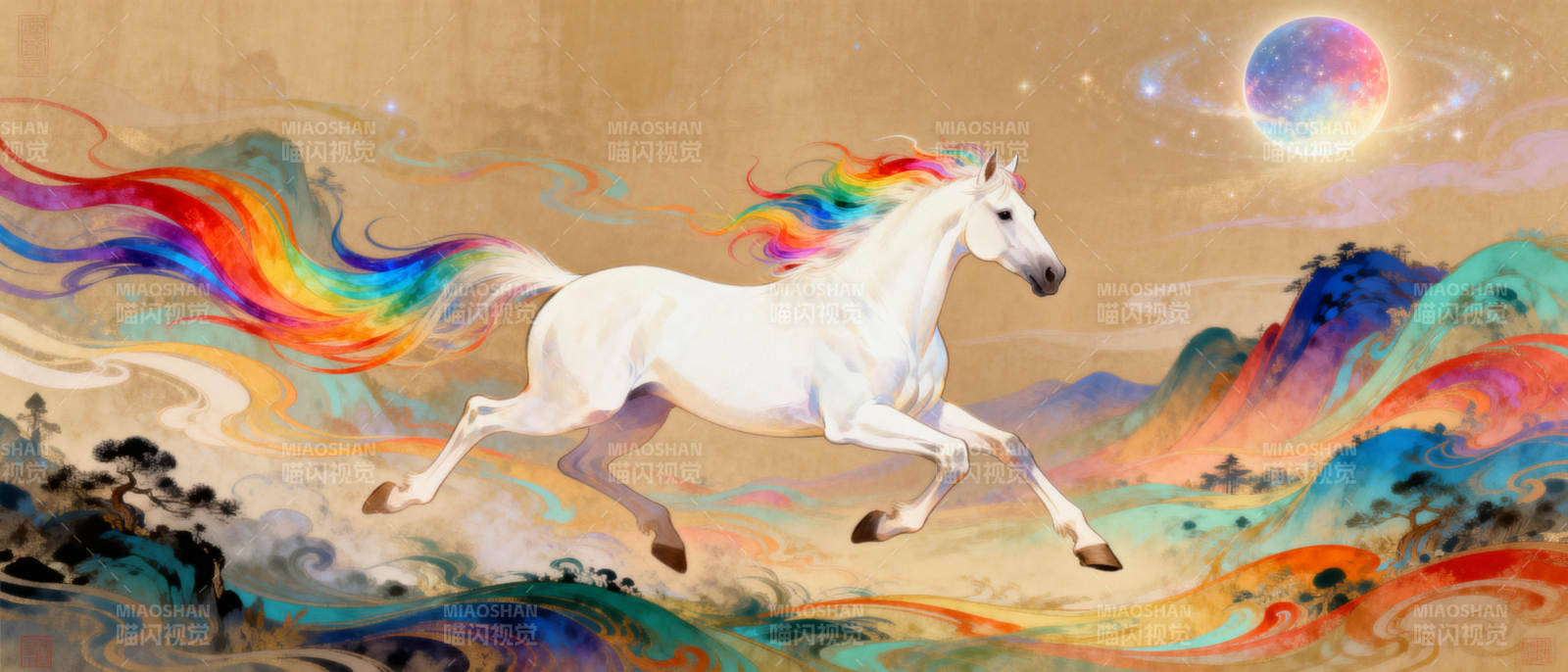 彩虹独角兽奔腾图片