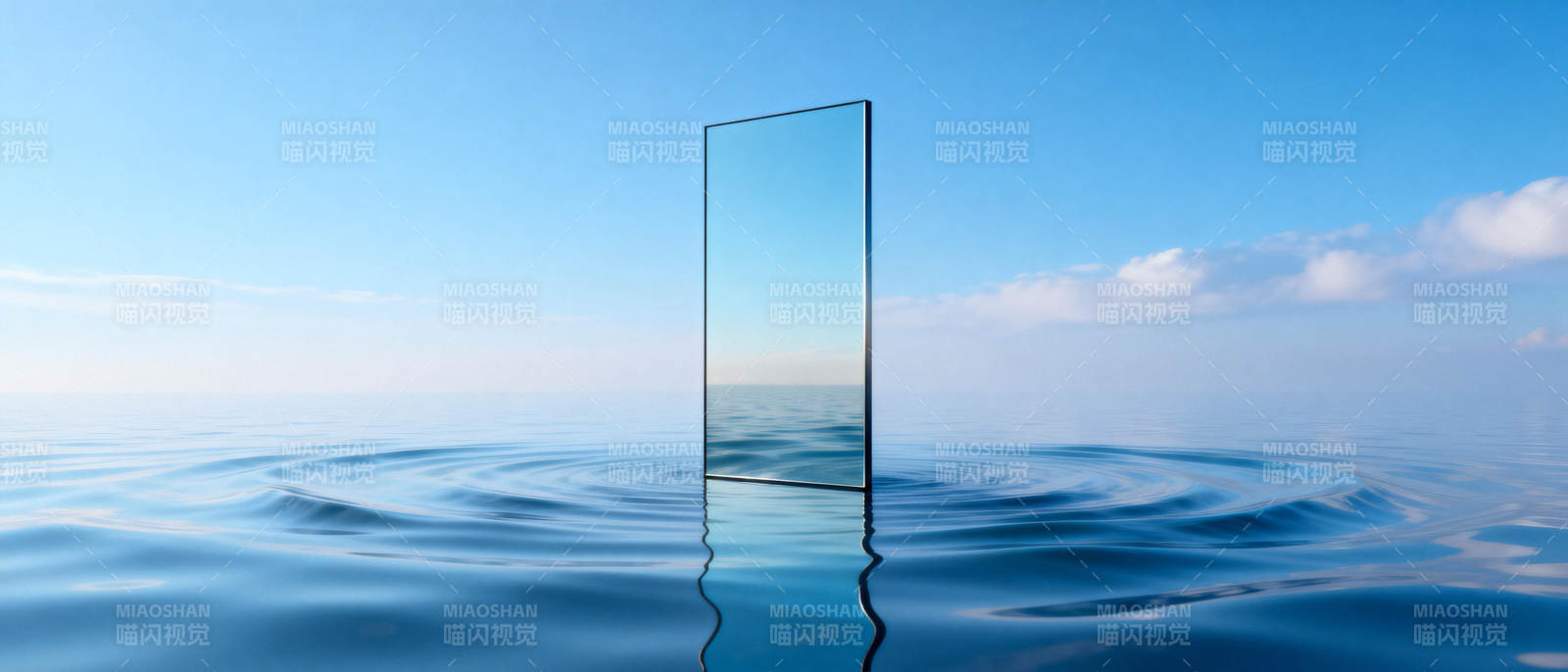 镜面海天一色图片