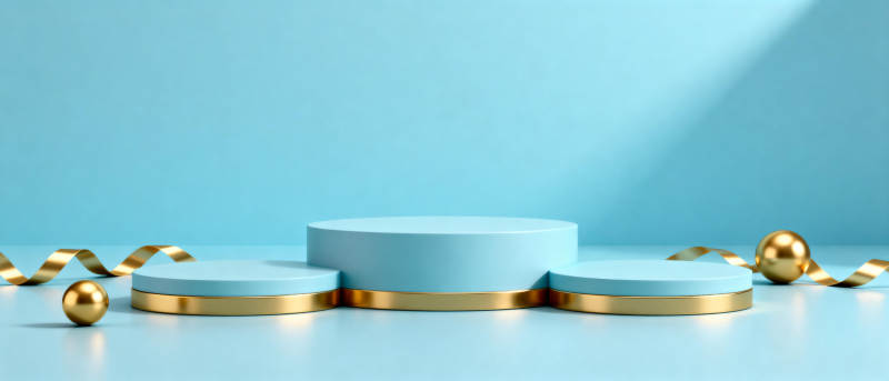 蓝金舞台简约风图片