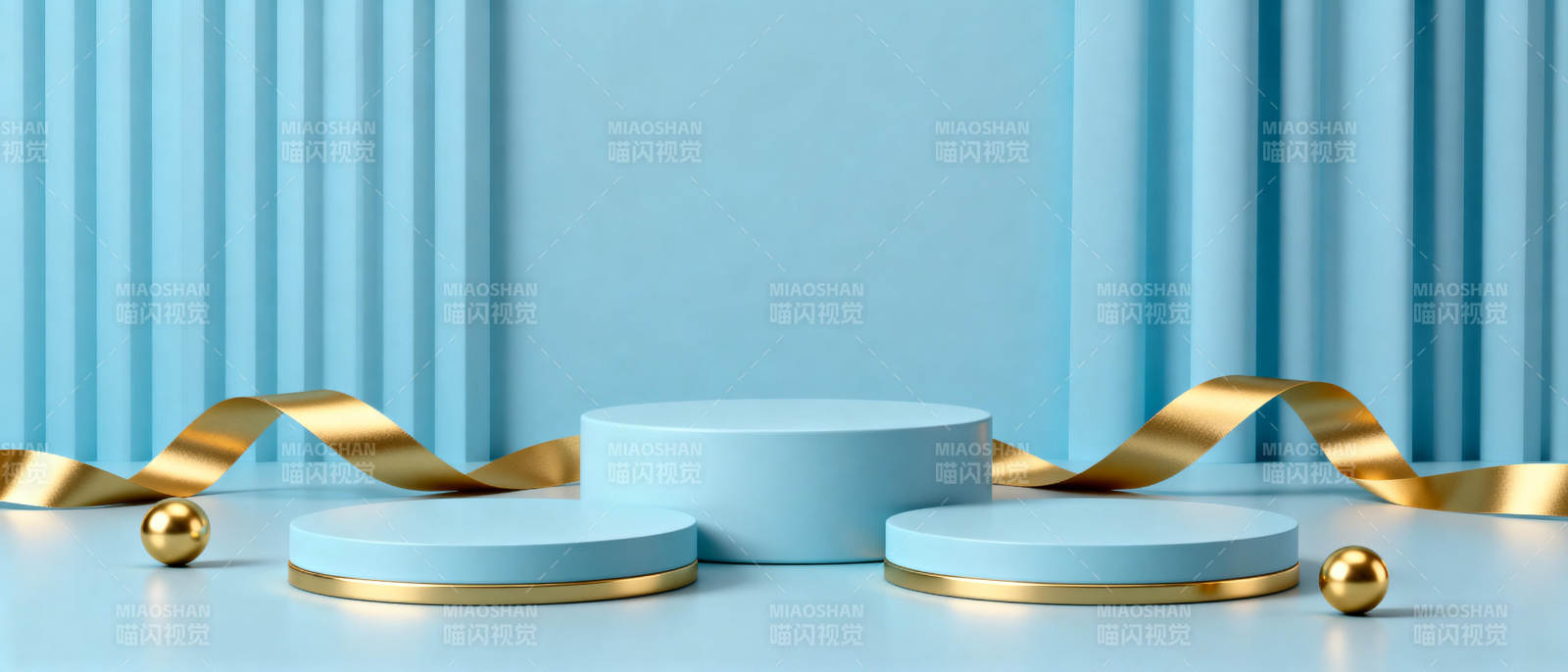 蓝金舞台简约风图片