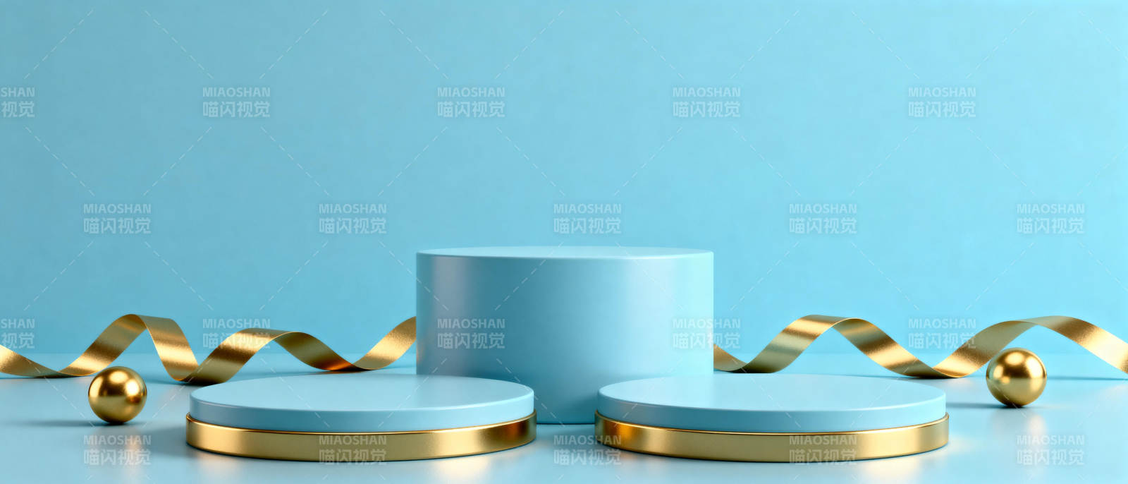 蓝金舞台简约风图片