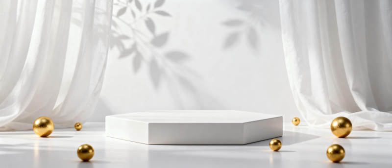 金色点缀的简约舞台图片