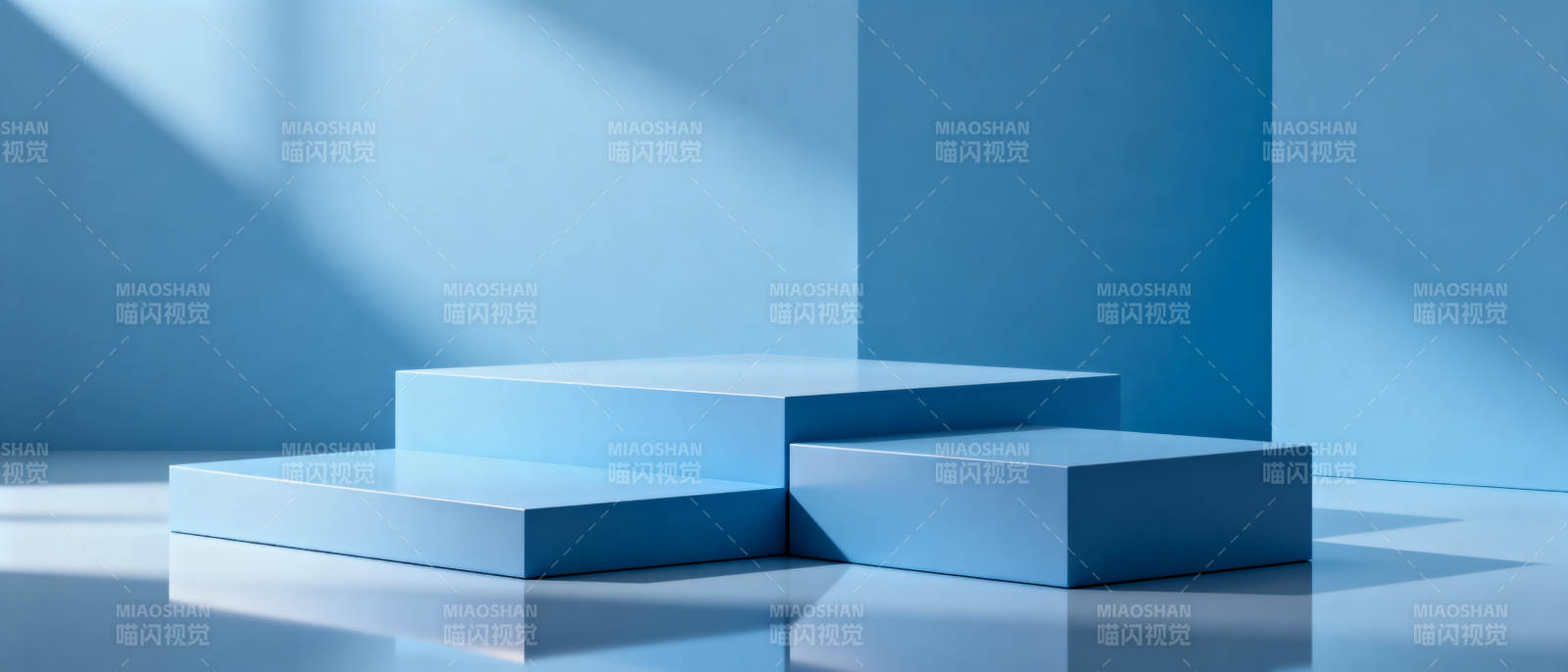 蓝色几何光影台图片