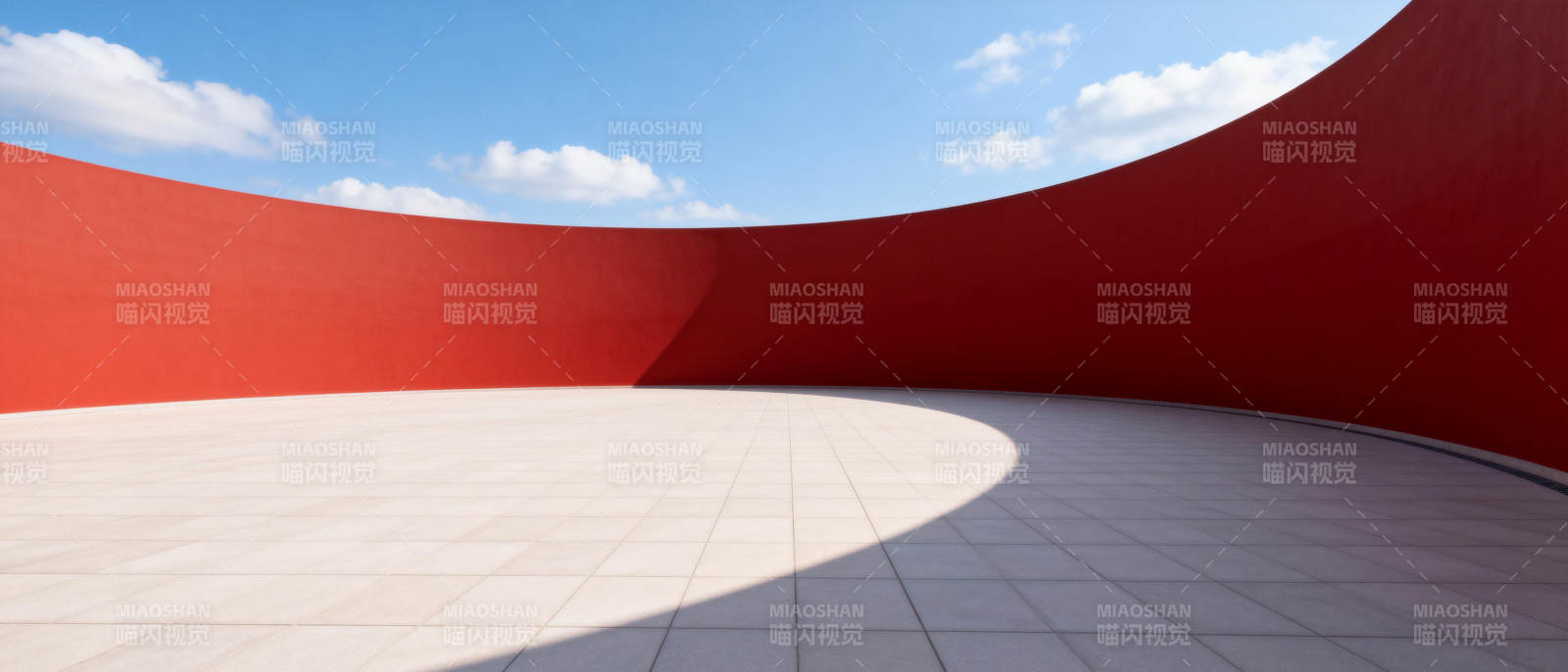 红色弧墙广场图片