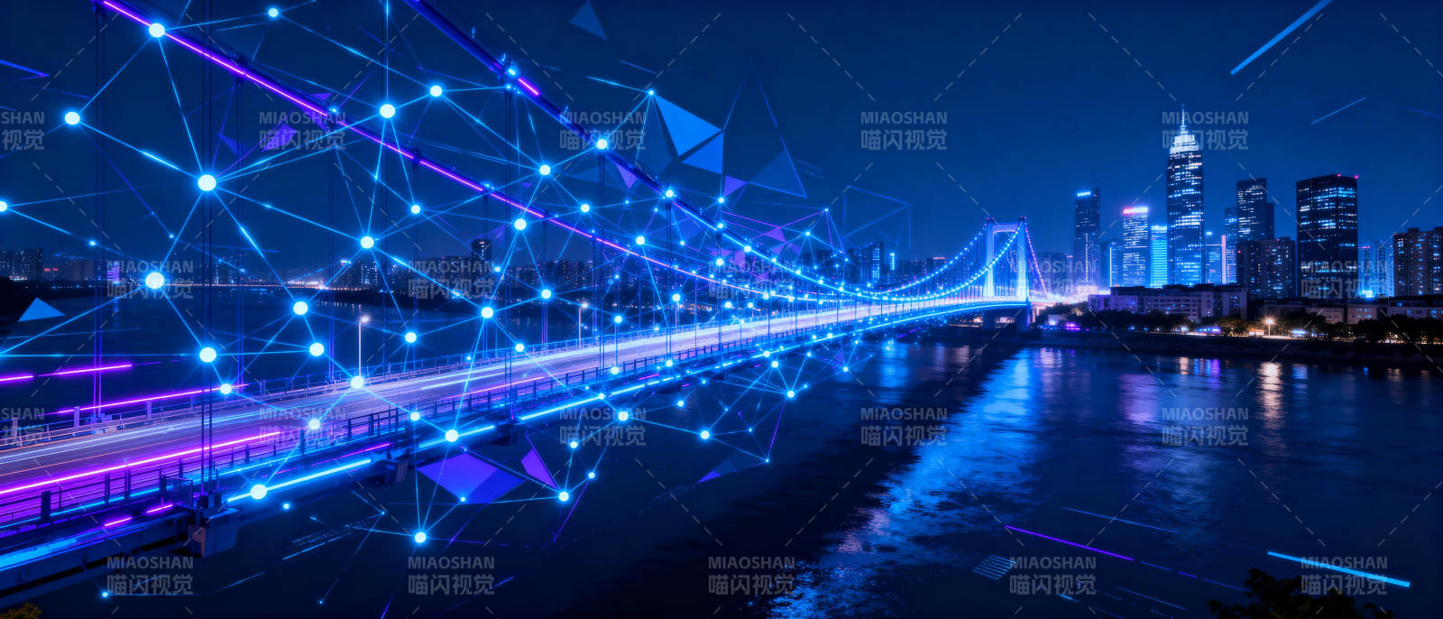 未来都市夜景桥图片