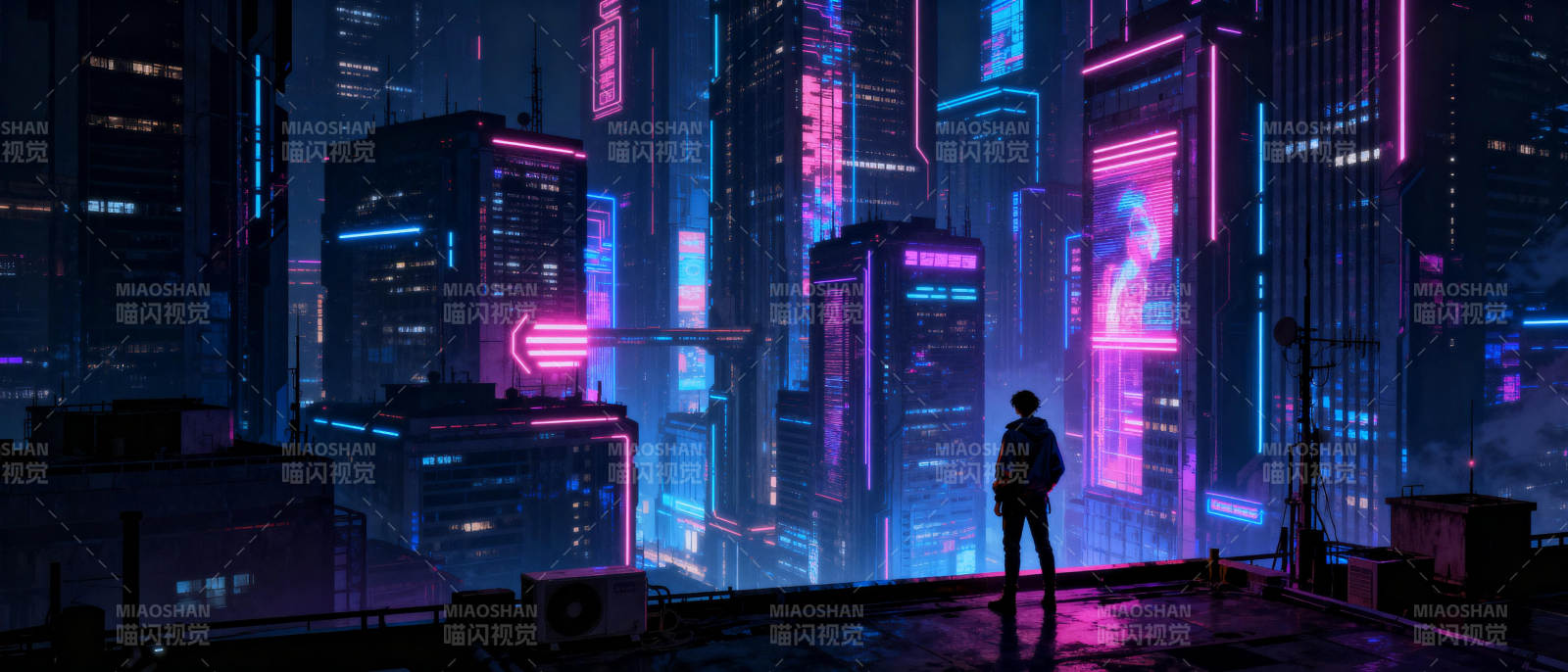 霓虹都市夜影图片