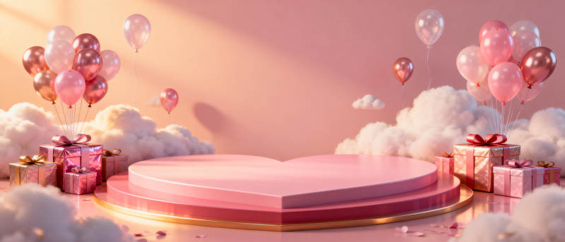 梦幻粉色心形舞台图片