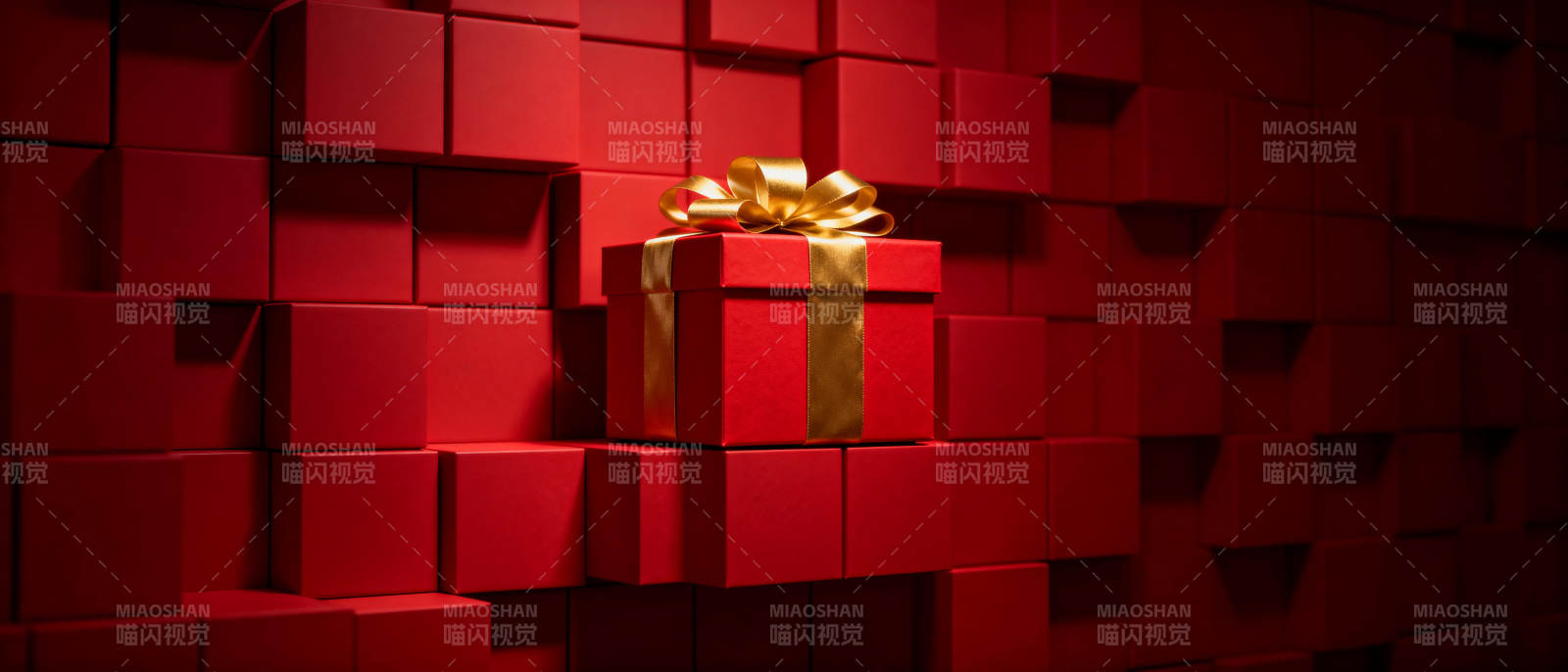 红色礼盒 金色丝带图片