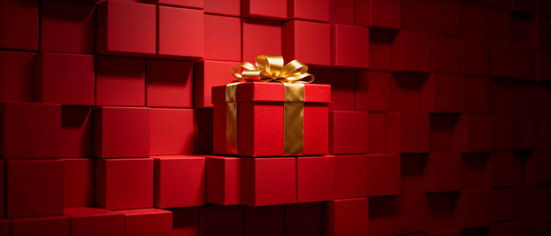 红色礼盒 金色丝带图片