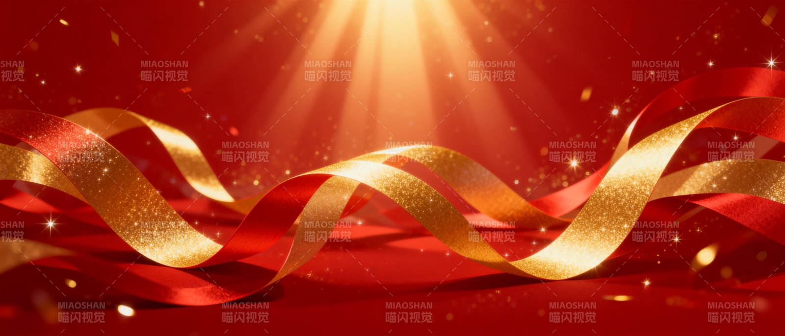 金色丝带闪耀光芒图片