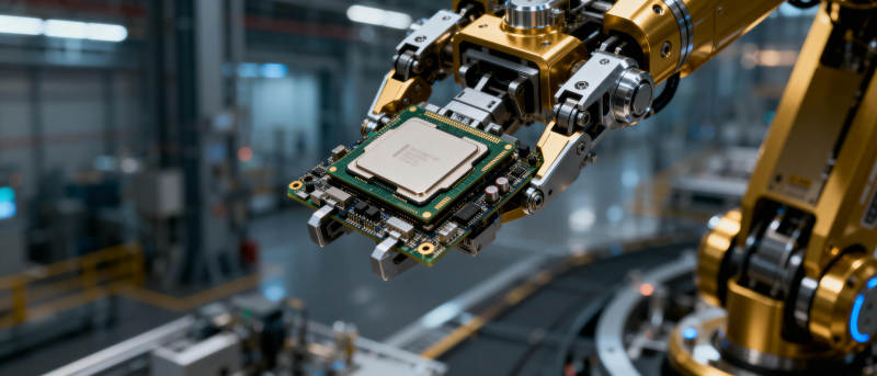 智能机械臂装配芯片图片