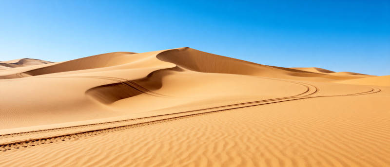 沙漠沙丘与车辙图片