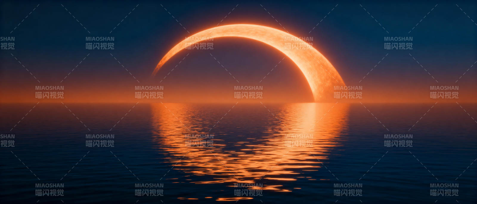 日环食倒影图片