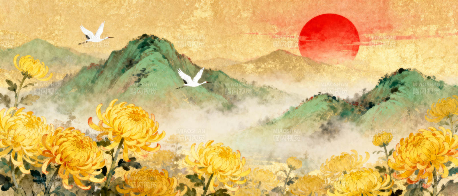 秋山菊影日暮图片