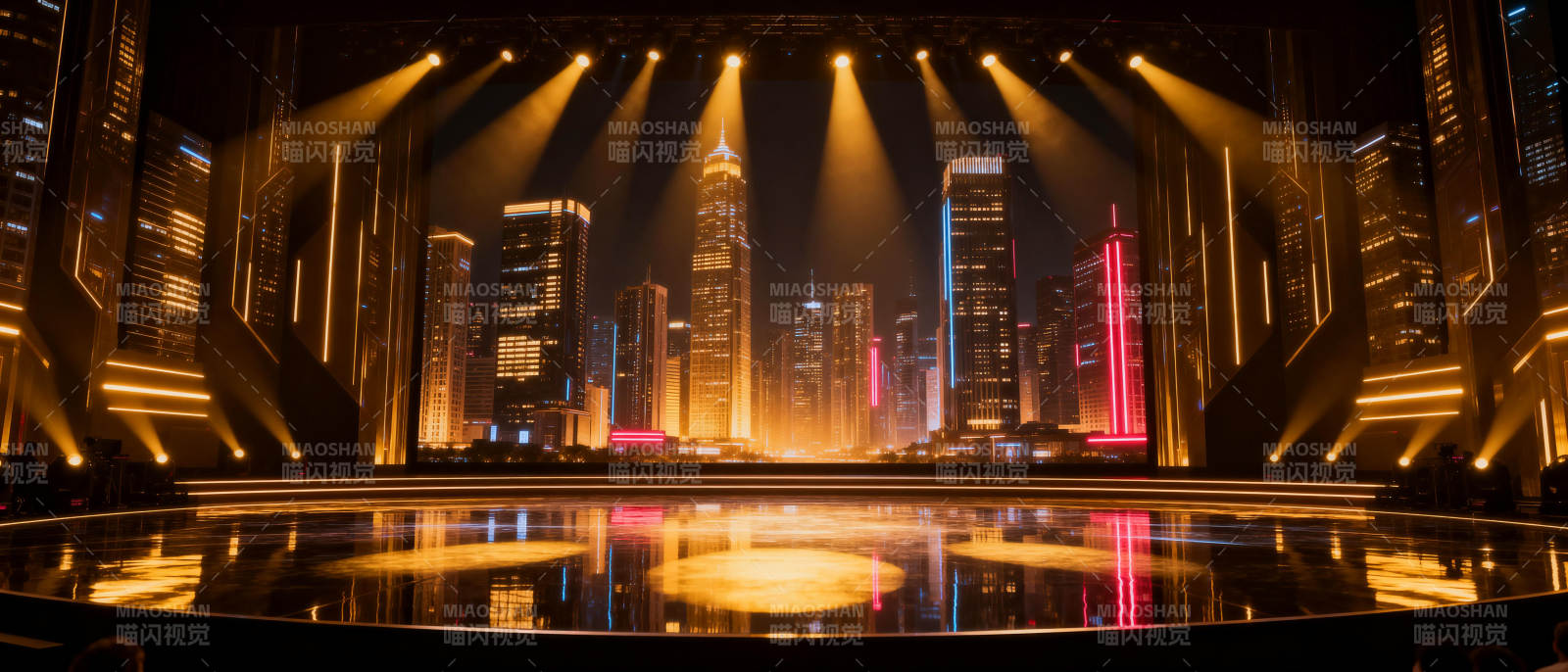 霓虹都市夜景舞台图片