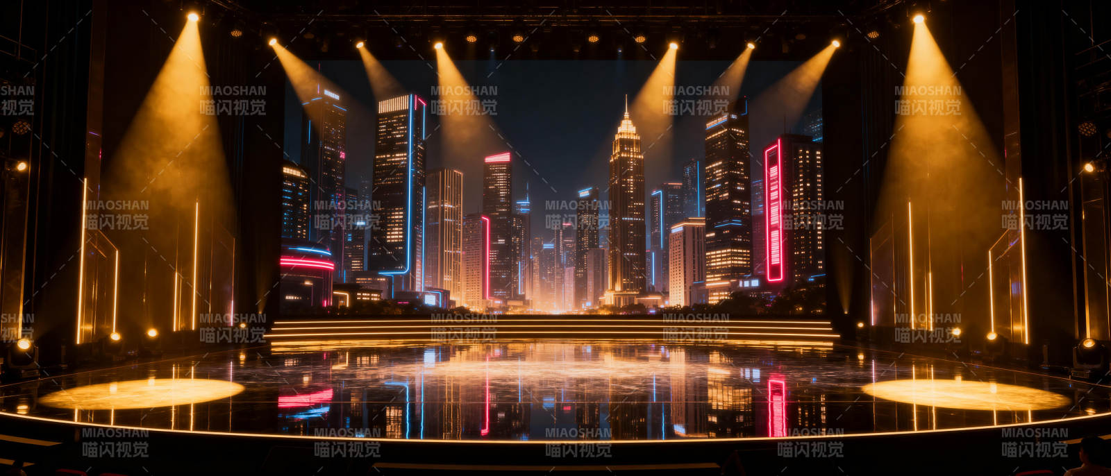 霓虹都市夜景舞台图片