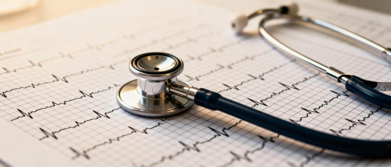 听诊器与心电图图片