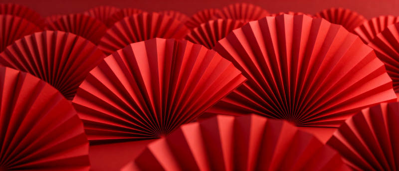 红色折扇阵列图片