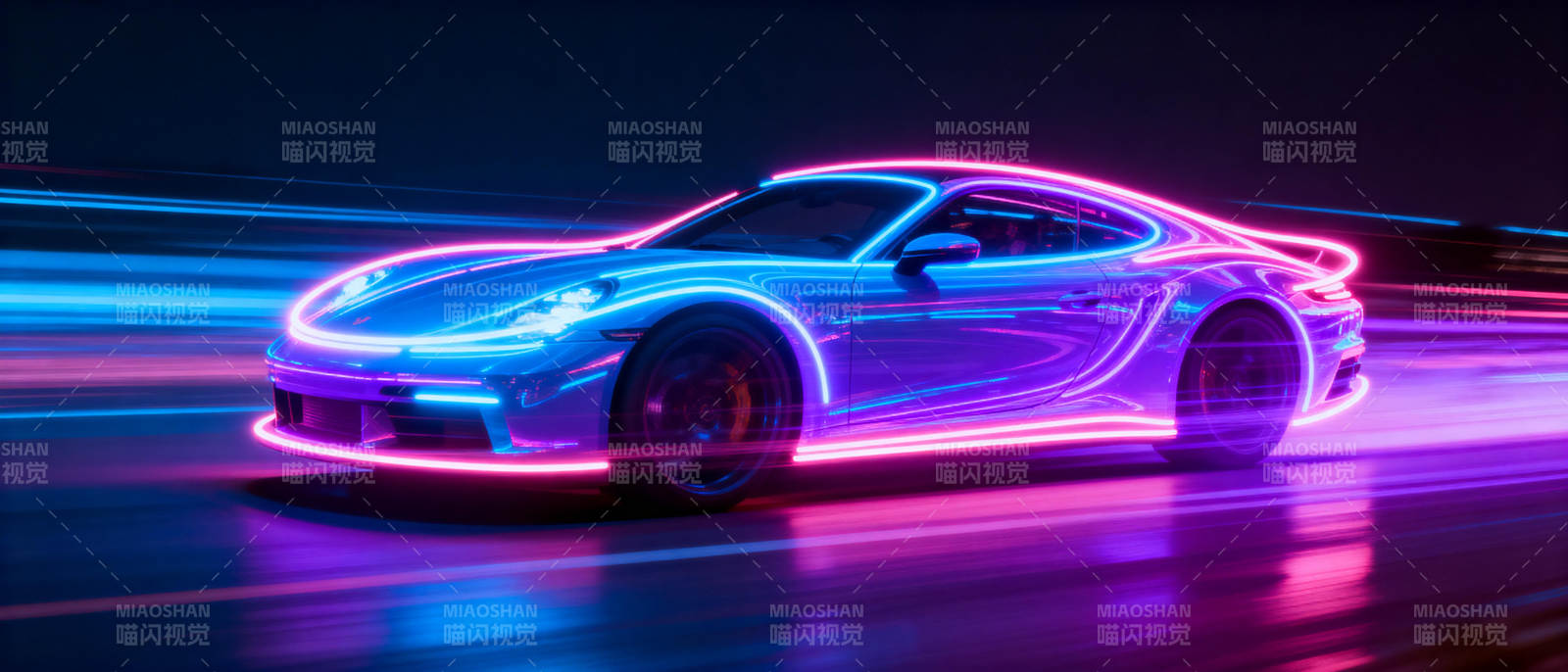 霓虹疾驰的跑车图片
