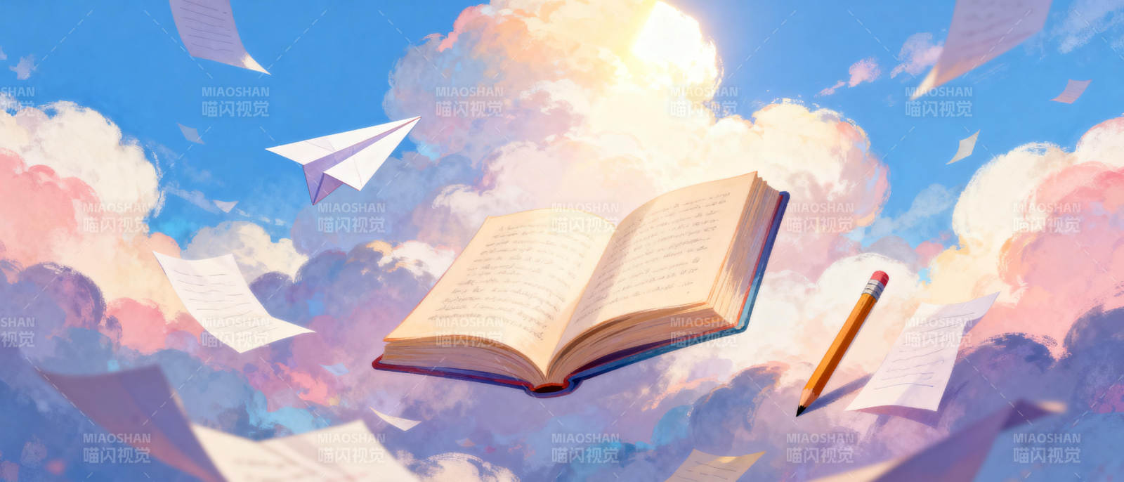 书页飞舞的天空图片