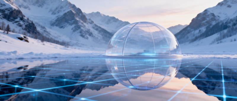 冰湖上的透明球体图片