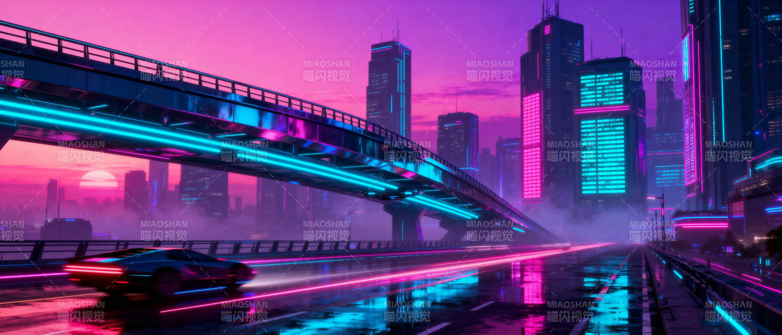 霓虹都市夜景图片