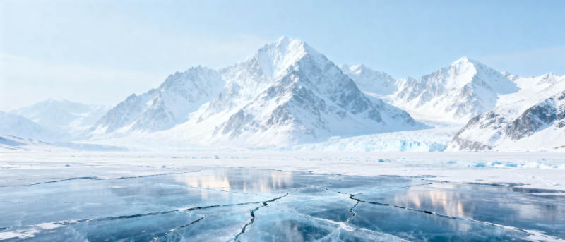 冰川雪峰倒影图片