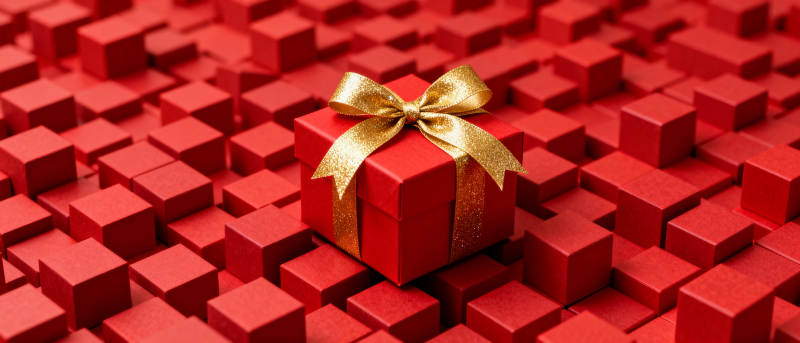 红礼盒金丝带图片